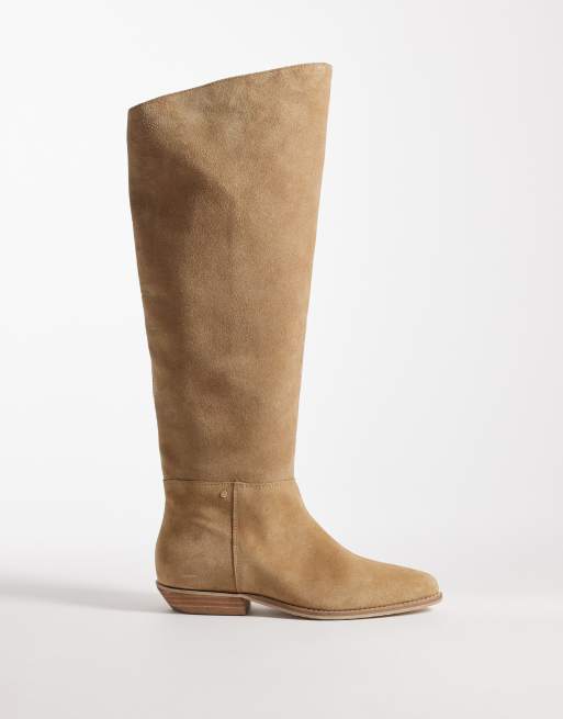 Bronx - Kendra-a - Stivali al ginocchio in camoscio tonalità naturale con dettagli stile western