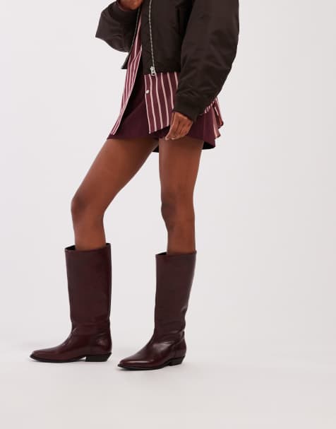 Bronx Kendra buckle detail riding boots in oxblood - view 1