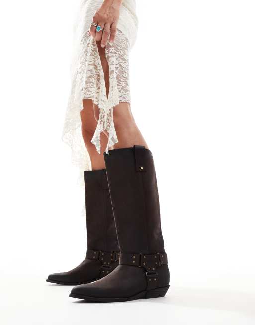 Bronx - Kendra - Santiags hauteur genou en cuir vintage - Grain de café, 2 de 4