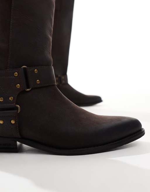 Bronx Kendra western knee boots in coffee bean vintage leather, 4 of 4