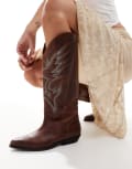 [Bronx] Bronx Kendra western knee boots in rust vintage leather-Brown 37 BROWN