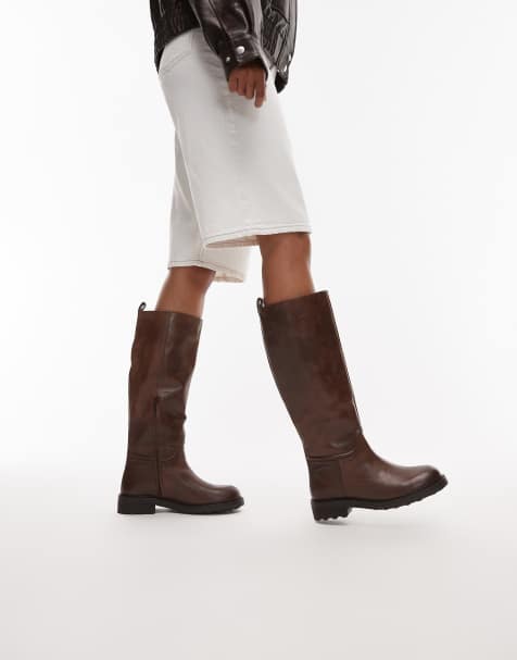 Bronx – Kniehohe Reiterstiefel aus Leder in Kaffeebraun - view 1