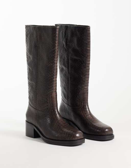 Bronx Ky-ley bottes cavalières montantes au genou effet serpent couleur coffee bean, 2 de 4