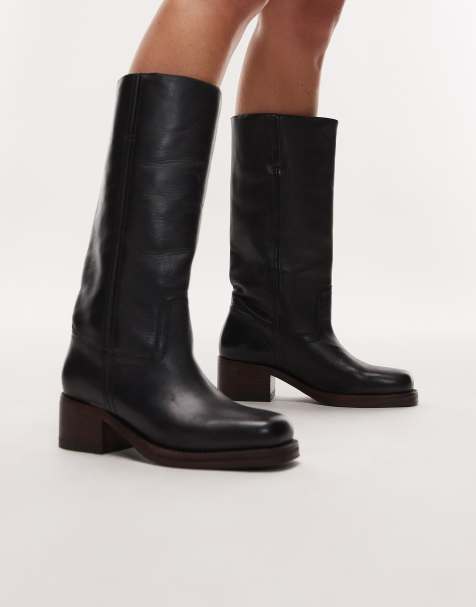 Bronx - Ky-ley - Bottes hauteur genou style vintage en cuir - Noir - view 1