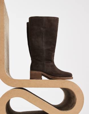 Ky-ley - Bottes western en daim - Grain de café-Marron 37