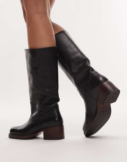 Bronx – Ky-ley – Kniehohe Stiefel aus Vintage-Leder in Schwarz, 3 von 4