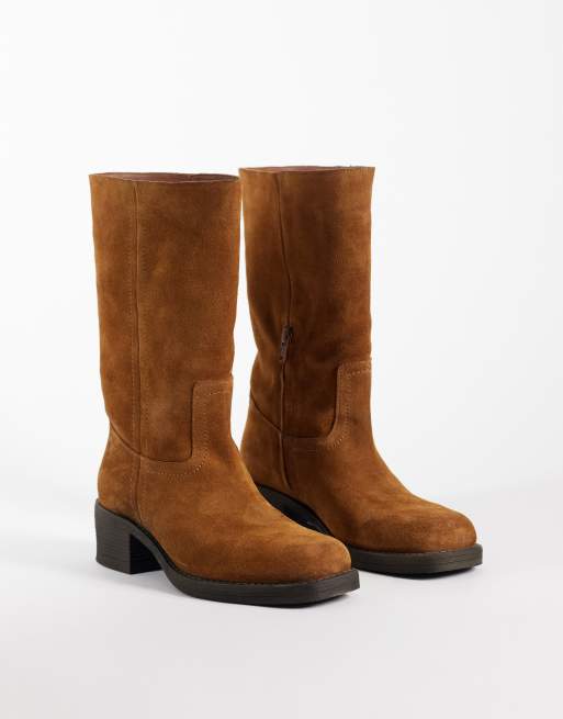 Bronx Ky-ley slouchy knee boots in caramel oily suede, 2 of 4