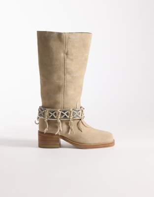 Bronx - Ky-ley - Westernstiefel aus Wildleder in Hellbeige mit Quastendetail-Neutral
