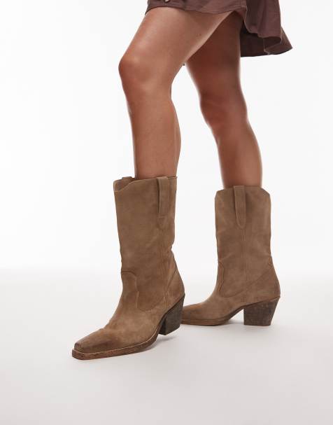 Bronx Ky-rie slouchy western boots in suede chestnut - view 1