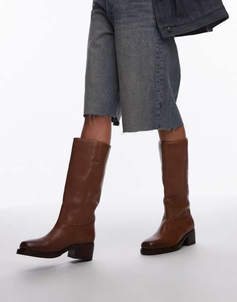 Bronx - Kyley - Bottes montantes en cuir style vintage - Cognac - view 1