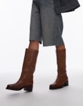 [Bronx] Bronx Kyley knee boots in cognac vintage leather-Brown 38 BROWN