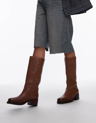 Bronx - Kyley - Kniehohe Stiefel aus Vintage-Leder in Cognac-Braun