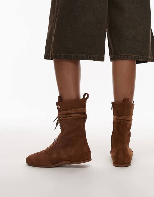 【U LAN】Suede lace-up boxing shoes Suede lace-up boxing shoes - ULAN | 60% - Asian Fashion