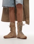 [Bronx] Bronx lace up boxing style boots in oatmilk-Black 39 Oatmilk