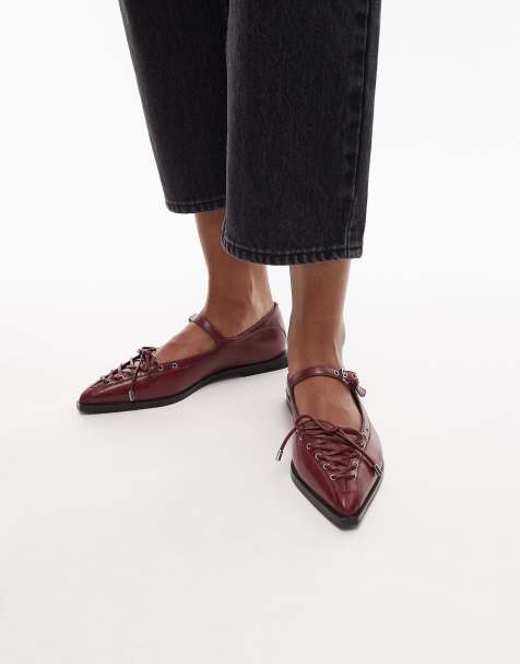 Bronx Laur-ynn tie detail ballet flat in leather oxblood - view 1
