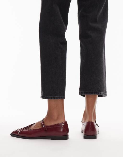 Bronx Laur-ynn tie detail ballet flat in leather oxblood, 2 of 4