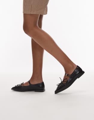 Bronx Laur-ynn Tie Detail Ballet Flats In Black