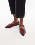 [Bronx] Bronx Laur-ynn tie detail ballet flats in leather oxblood-Red 38 OXBLOOD
