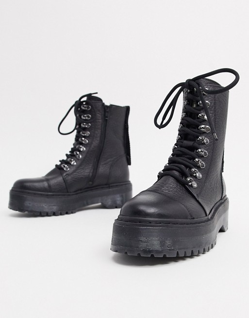 Bronx leather chunky military boot