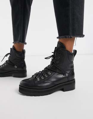 black leather hiking boots