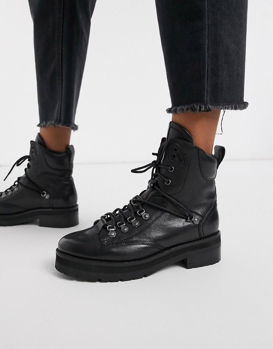 Bronx leather hiker boots in black