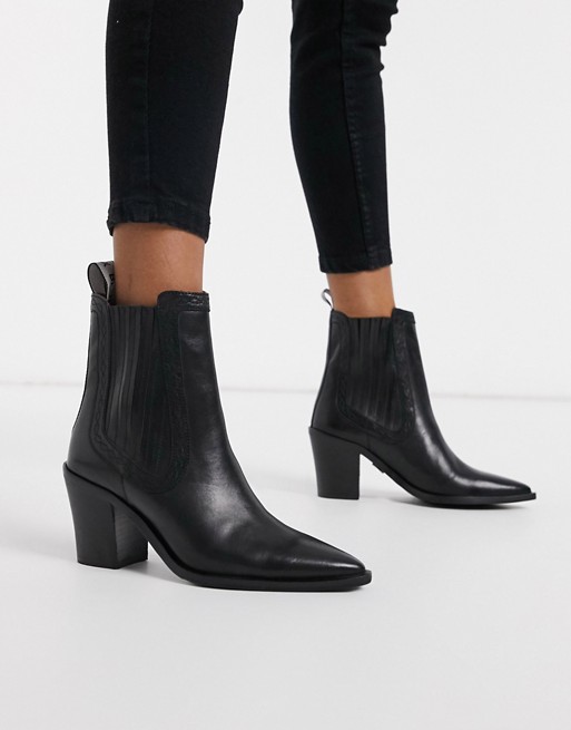 Bronx leather pointed heeled ankle boot