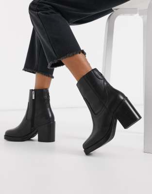 leather square toe ankle boots