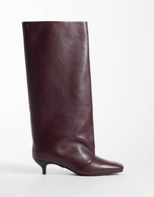 Bronx Lill-y Kitten Heel Knee Boots In Red