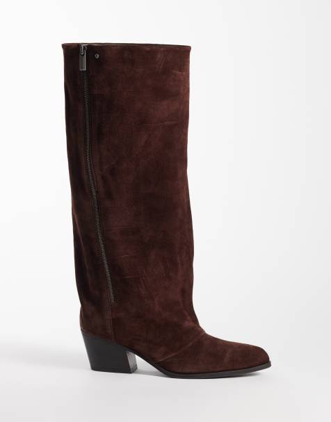 Bronx Lizz-y Western-Stiefel mit Reißverschluss in Wildleder, coffee bean - view 1