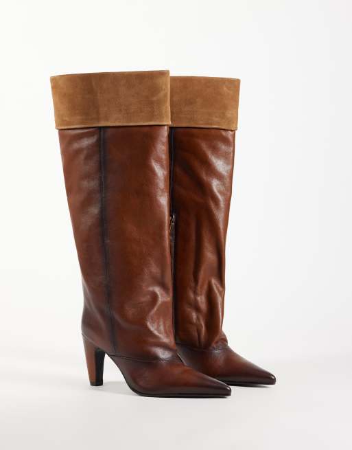 Bronx Low-Jadey heeled knee boots in cognac, 2 of 4