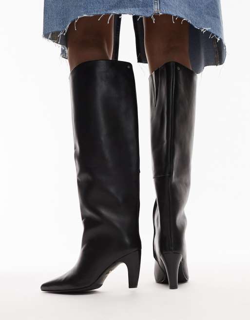 Bronx Low Jadey knee boots in leather black, 2 of 4