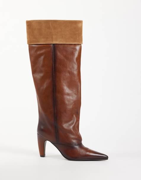 Bronx Low-Jadey kniehohe Stiefel mit Absatz in Cognac - view 1