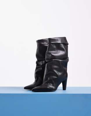 Bronx Low-jadey Ruched High Ankle Boots In Black