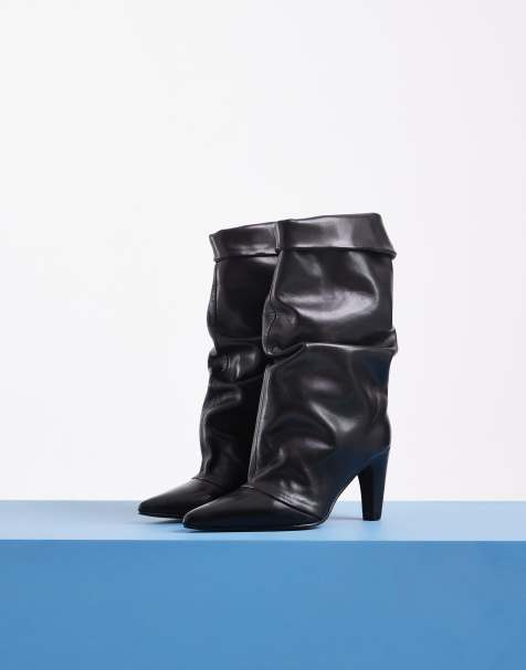 Bronx Low-Jadey ruched high ankle boots in black leather - view 1