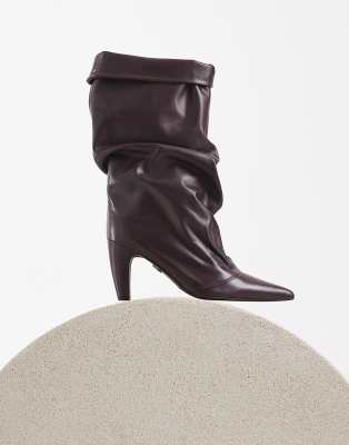 Bronx Low-jadey Ruched High Ankle Boots In Brown