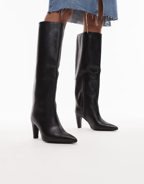 Bronx – Low Jadey – Svarta, knähöga boots i läder - view 1