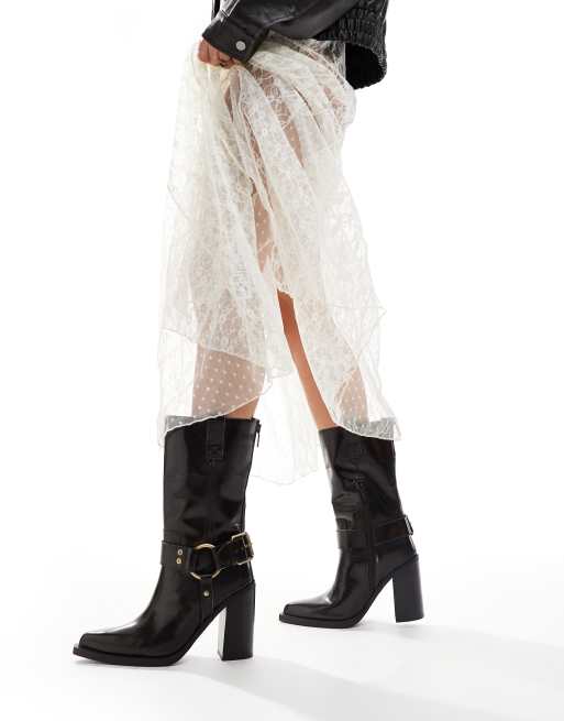 Bronx Mya Mae western heeled ankle boots in coffee bean brush off leather ASOS