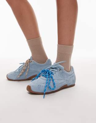 Myr-aa - Baskets à lacets en daim - Bleu pastel 36