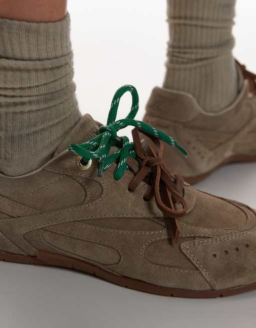 Bronx – Myr-aa – Beige sneakers i mocka med snörning, 4 av 5