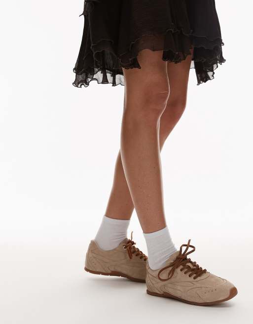 Bronx - Myr-aa - Beige sneakers i ruskind i vintagestil, 3 af 5