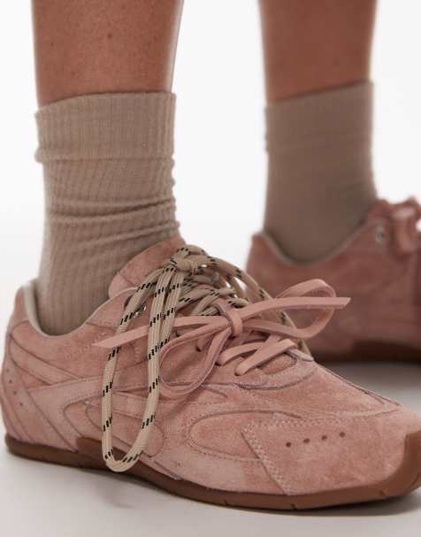 Bronx Myr-aa lace up sneakers in baby pink suede - view 1