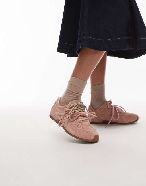 Bronx Myr-aa lace up sneakers in baby pink suede
