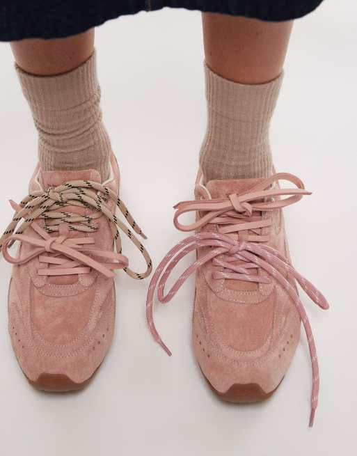 Bronx Myr-aa lace up sneakers in baby pink suede
