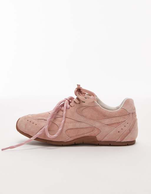 Bronx Myr-aa lace up sneakers in baby pink suede