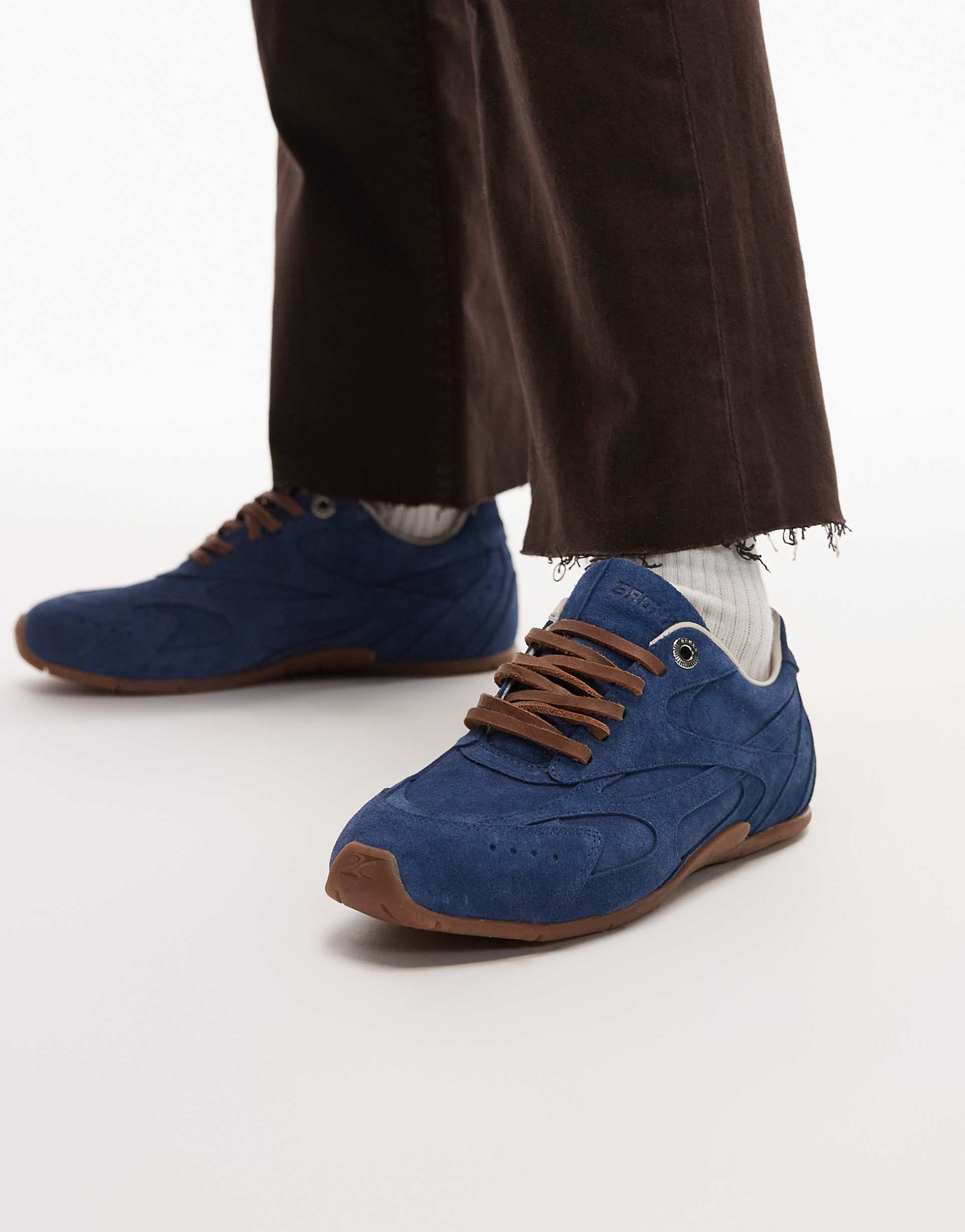 bronx myr-aa lace-up sneakers in denim blue suede