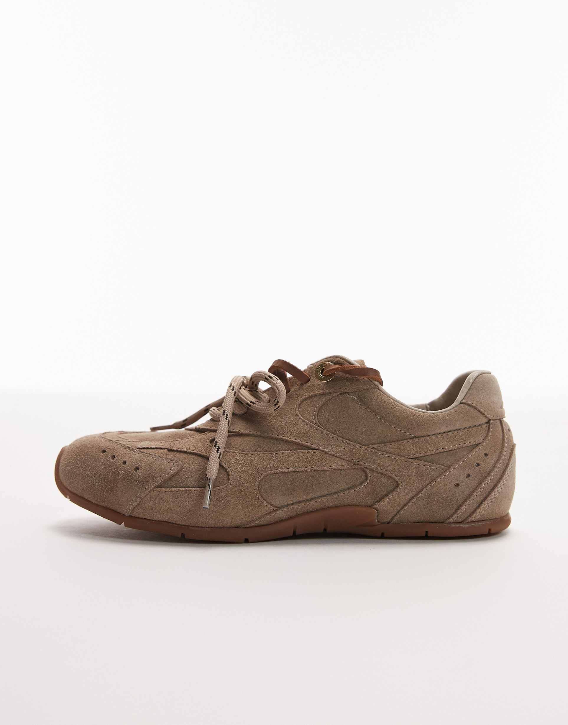 bronx myr-aa lace up sneakers in natural suede