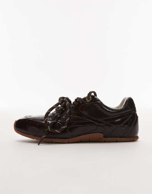 Bronx Myr-aa lace up sneakers in patent chocolate