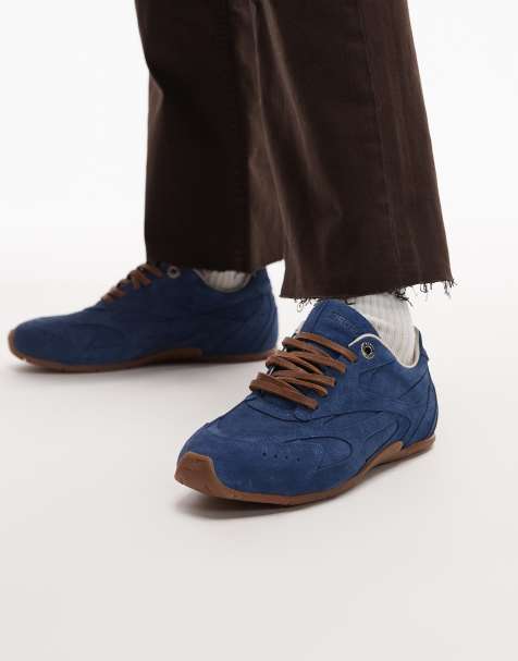 Bronx Myr-aa lace up trainers in denim blue suede - view 1