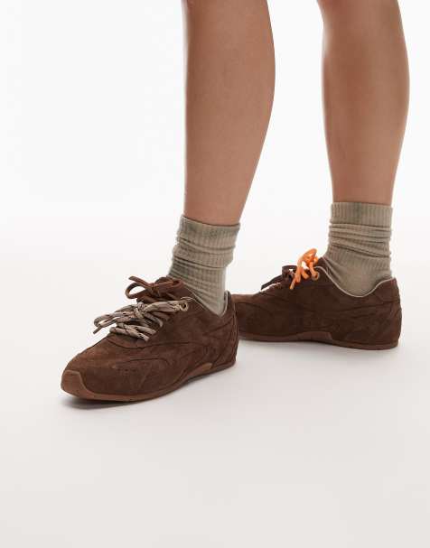 Bronx Myr-aa lace up trainers in walnut brown suede - view 1