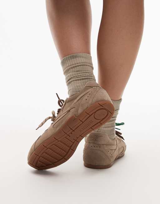 Bronx - Myr-aa - Naturfarvede sneakers i ruskind med snørebånd, 3 af 5